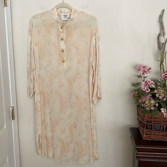 Vintage Valentino Saks Fifth Avenue Embroidered Lounge Caftan Dress XL - Picture 2 of 9